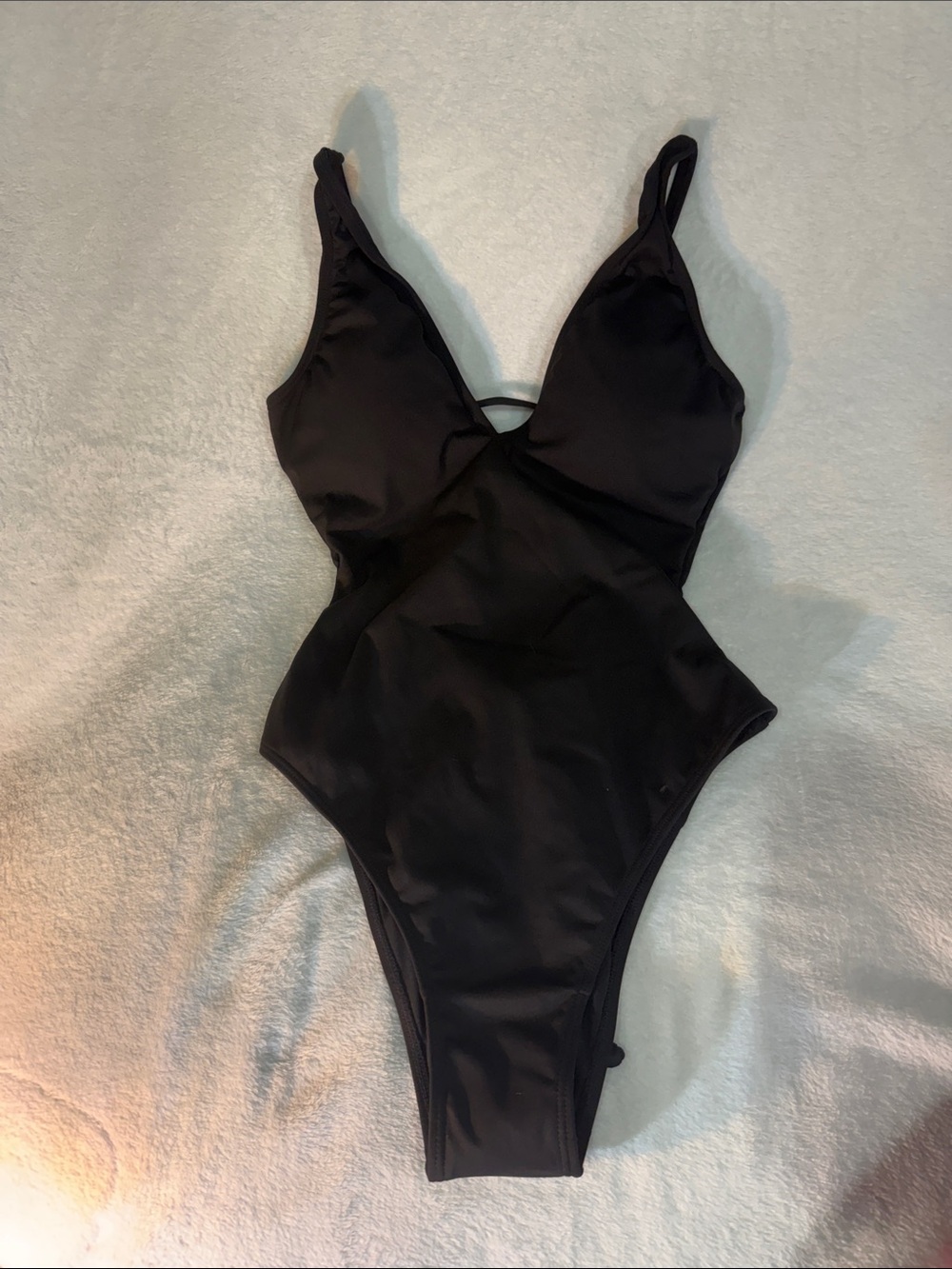 TA3 Sleek Black V-Neck One-Piece Swimsuit A